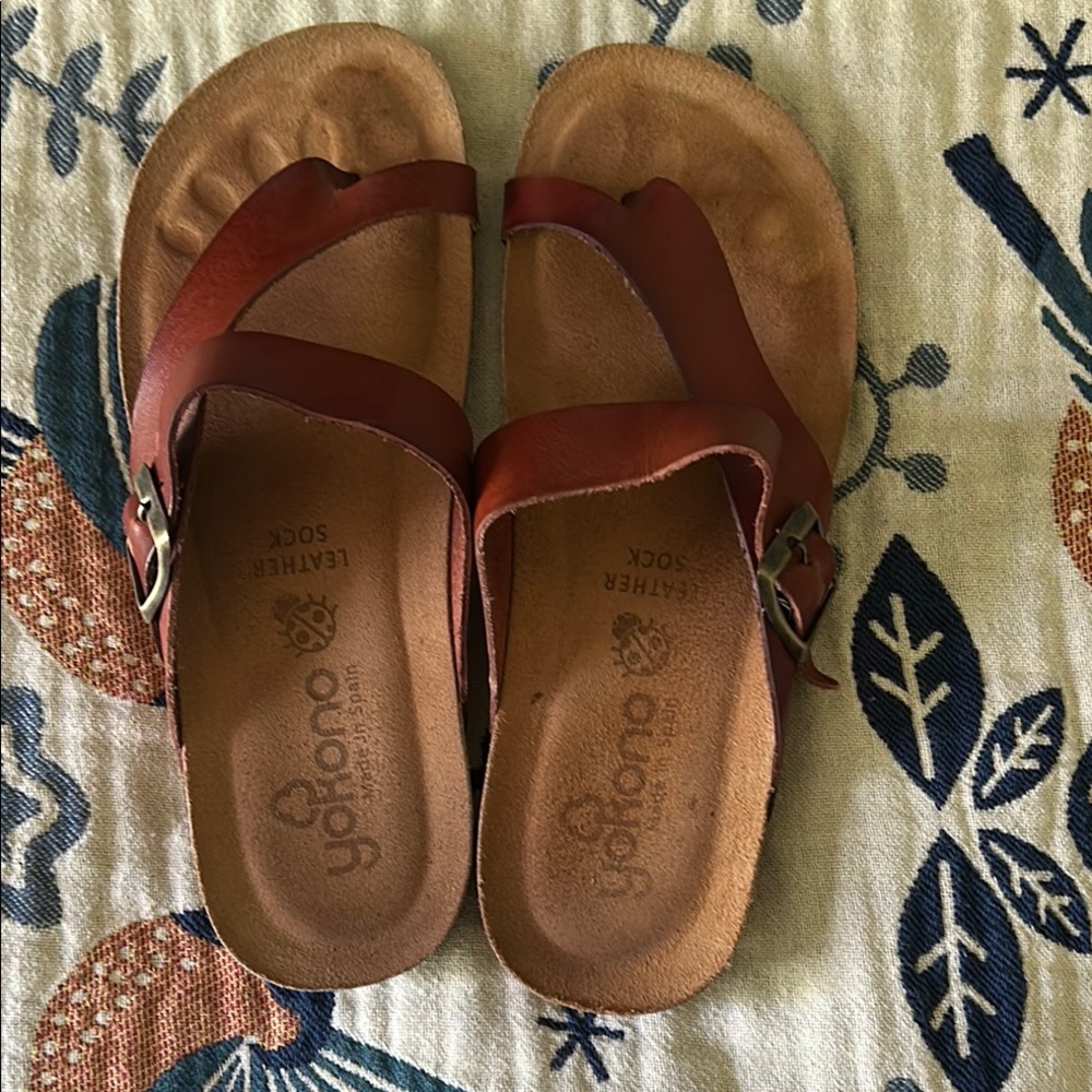 Brown Leather Sandals with Buckle